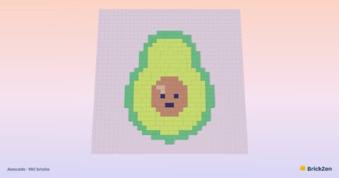 Avocado built from 190 toy bricks