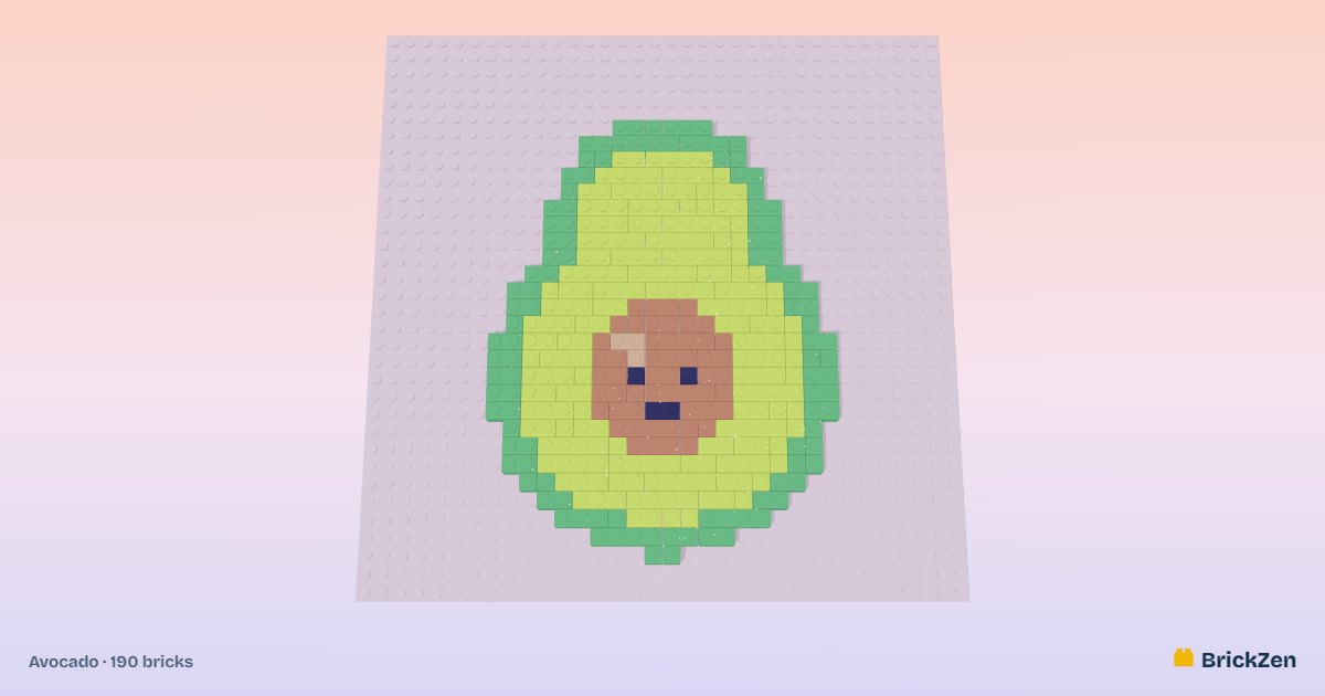 Avocado built from 190 toy bricks in BrickZen
