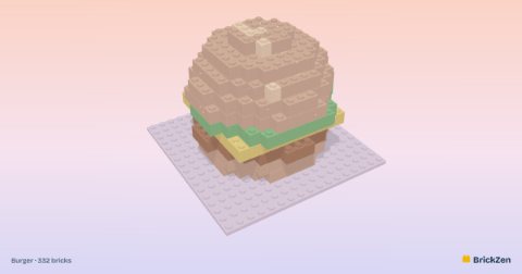 Burger built from 332 toy bricks