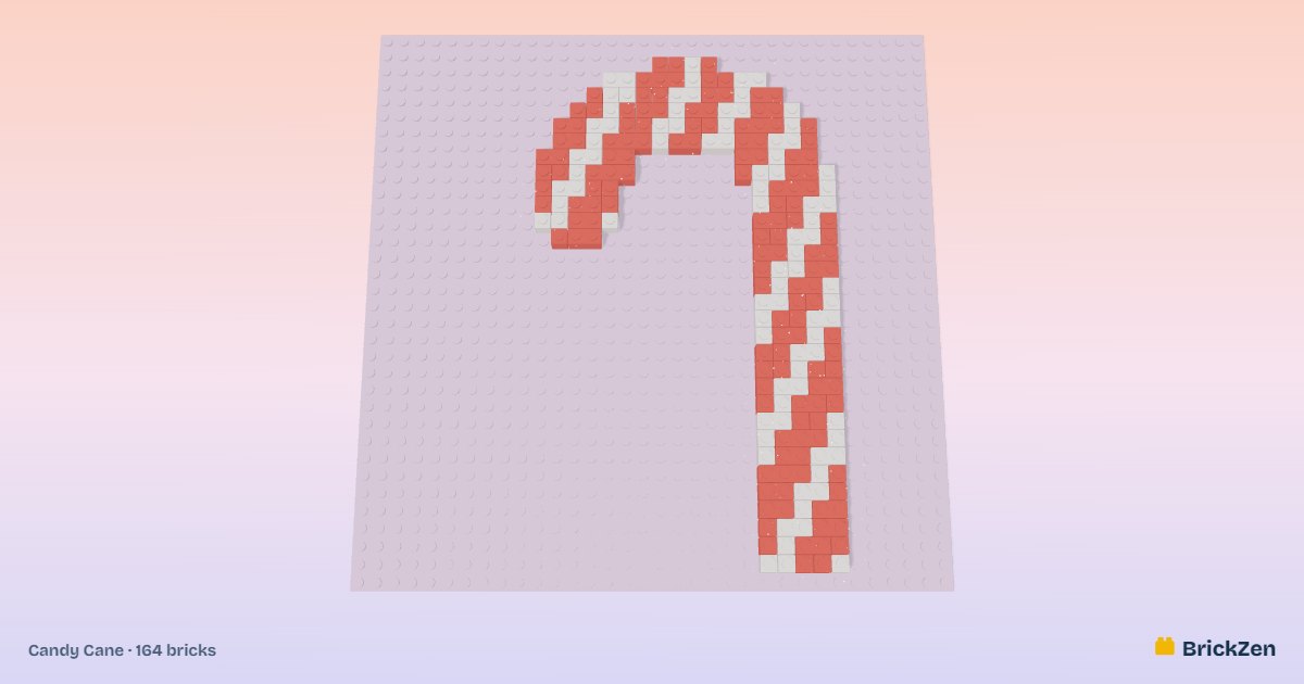 Candy Cane built from 164 toy bricks in BrickZen