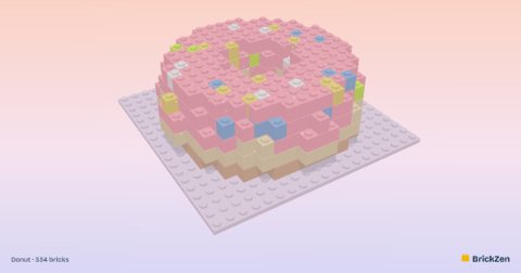 Donut built from 334 toy bricks