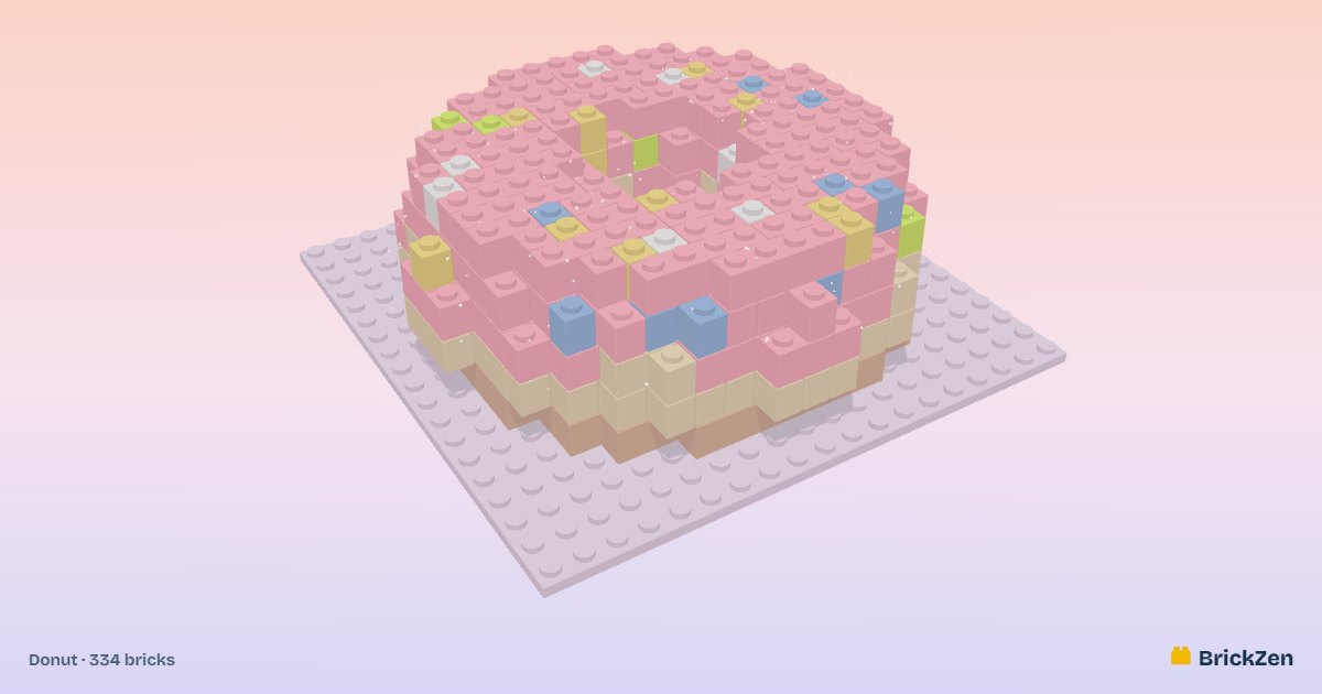 Donut built from 334 toy bricks in BrickZen