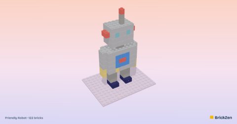 Friendly Robot built from 122 toy bricks
