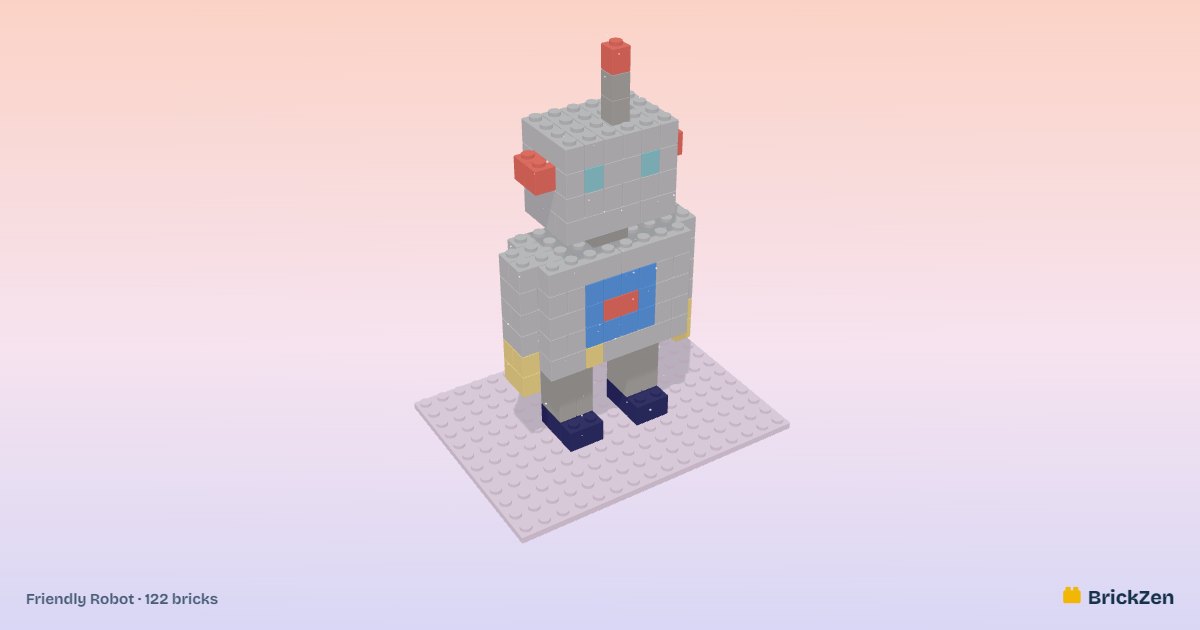 Friendly Robot built from 122 toy bricks in BrickZen