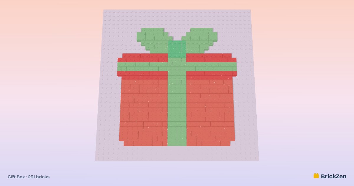 Gift Box built from 231 toy bricks in BrickZen