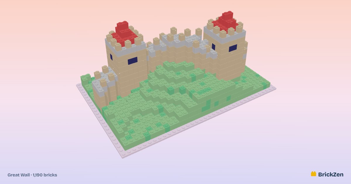 Great Wall built from 1,190 toy bricks in BrickZen