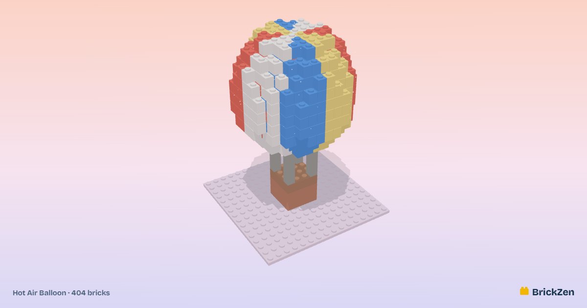 Hot Air Balloon built from 404 toy bricks in BrickZen