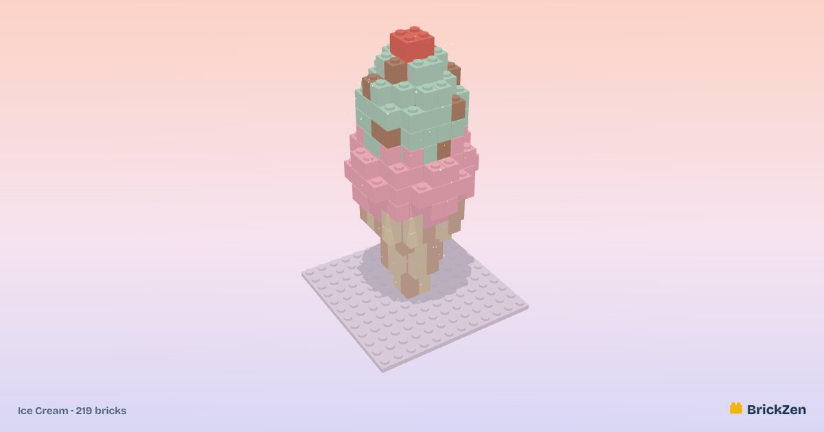 Ice Cream built from 219 toy bricks in BrickZen