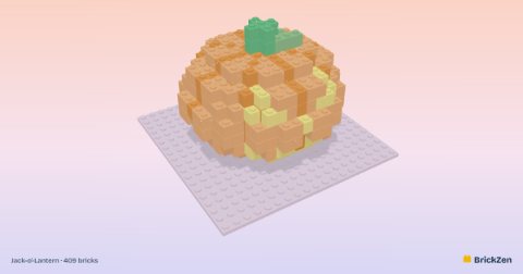 Jack-o'-Lantern built from 409 toy bricks
