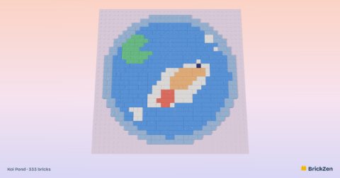 Koi Pond built from 333 toy bricks