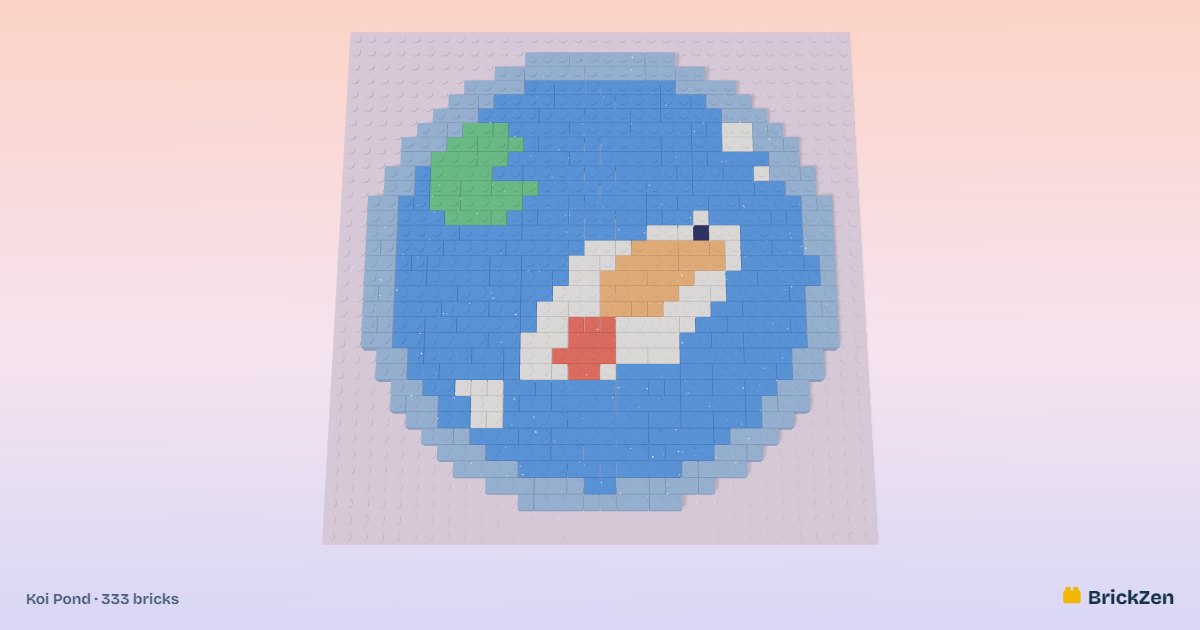 Koi Pond built from 333 toy bricks in BrickZen