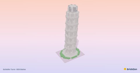 Schiefer Turm aus 939 Spielzeugsteinen