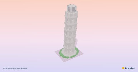 Torre inclinada con 939 bloques de juguete