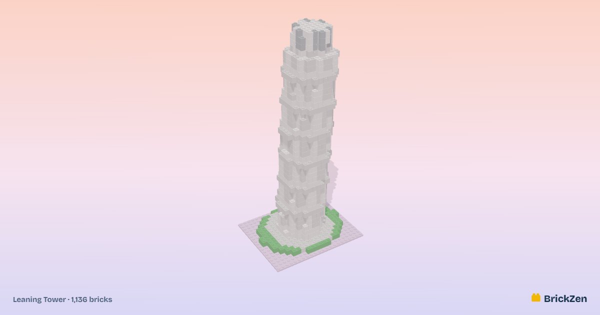 Leaning Tower built from 1,136 toy bricks in BrickZen