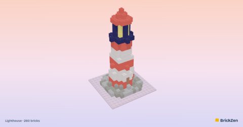 Lighthouse built from 260 toy bricks