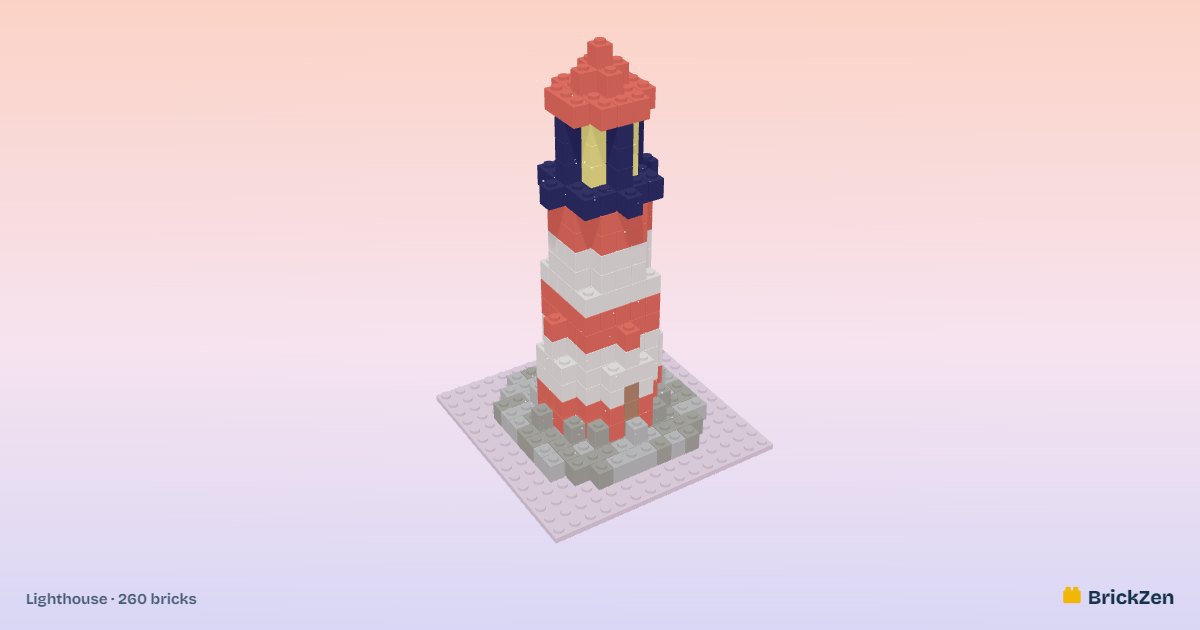 Lighthouse built from 260 toy bricks in BrickZen