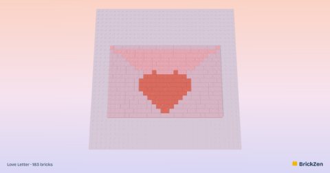 Love Letter built from 183 toy bricks