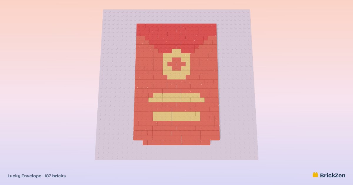 Lucky Envelope built from 187 toy bricks in BrickZen