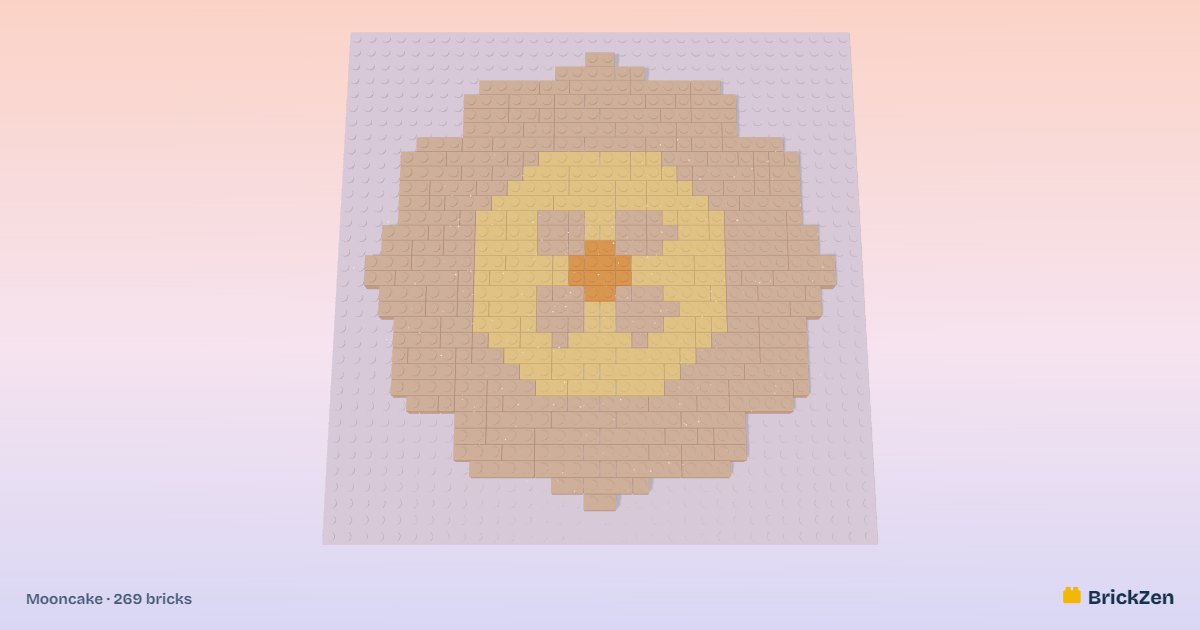 Mooncake built from 269 toy bricks in BrickZen