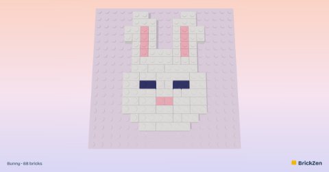 Bunny built from 68 toy bricks