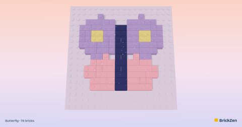 Butterfly built from 76 toy bricks
