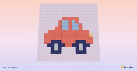 Red Car built from 65 toy bricks