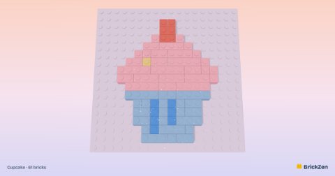 Cupcake built from 61 toy bricks