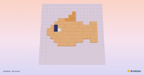 Goldfish built from 42 toy bricks
