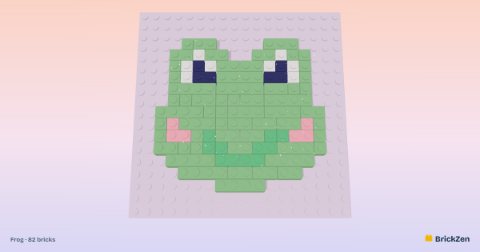 Frog built from 82 toy bricks