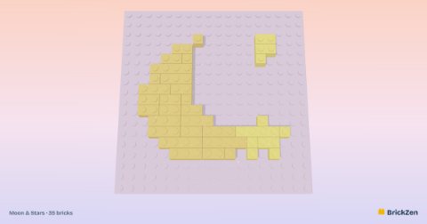 Moon & Stars built from 35 toy bricks