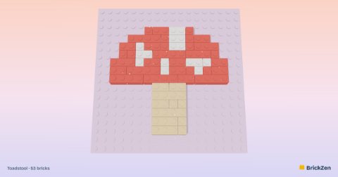 Toadstool built from 53 toy bricks