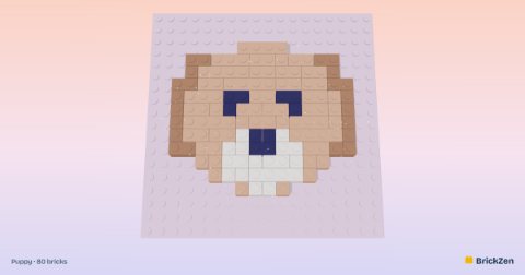 Puppy built from 80 toy bricks