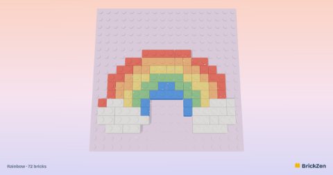 Rainbow built from 72 toy bricks