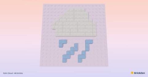 Rain Cloud built from 46 toy bricks