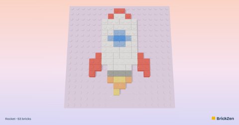 Rocket built from 53 toy bricks
