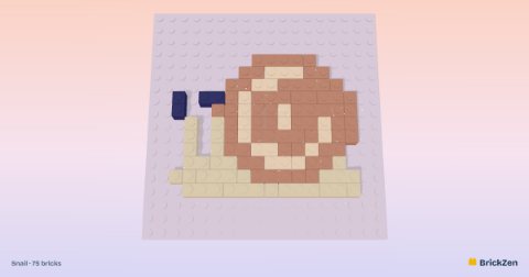 Snail built from 75 toy bricks