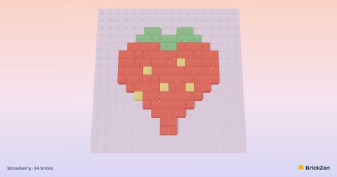 Strawberry built from 54 toy bricks