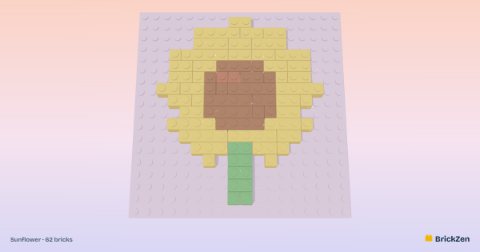 Sunflower built from 62 toy bricks
