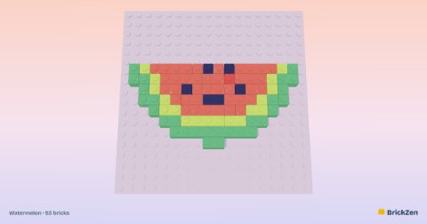 Watermelon built from 53 toy bricks