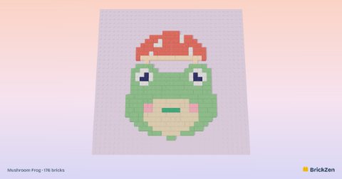 Mushroom Frog built from 176 toy bricks