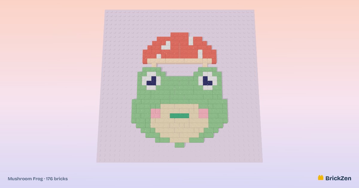 Mushroom Frog built from 176 toy bricks in BrickZen