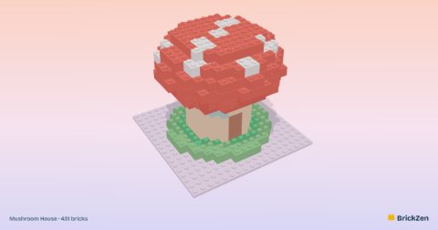 Mushroom House built from 431 toy bricks