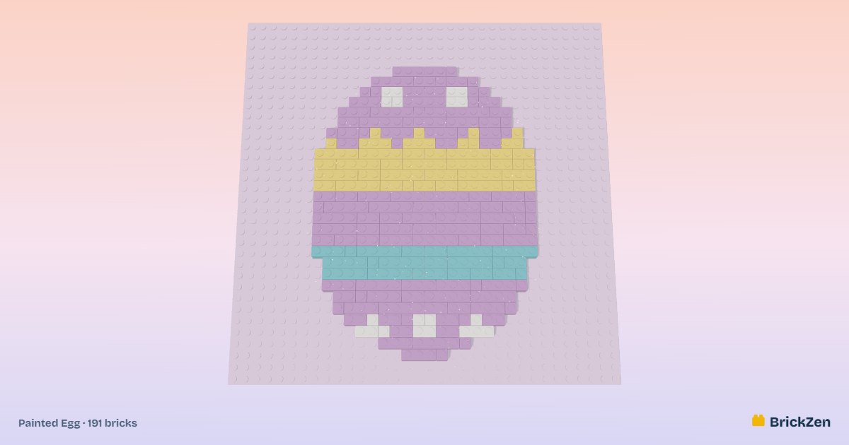 Painted Egg built from 191 toy bricks in BrickZen
