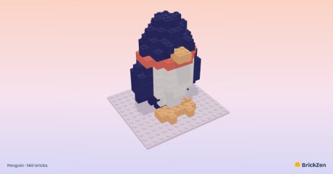 Penguin built from 140 toy bricks