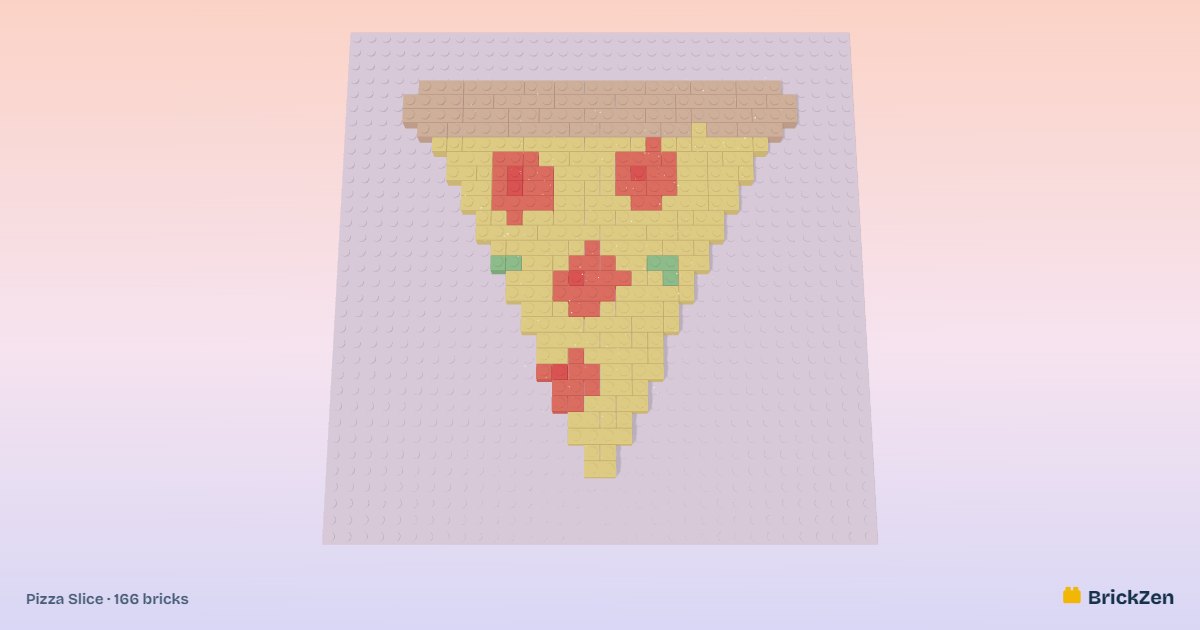Pizza Slice built from 166 toy bricks in BrickZen