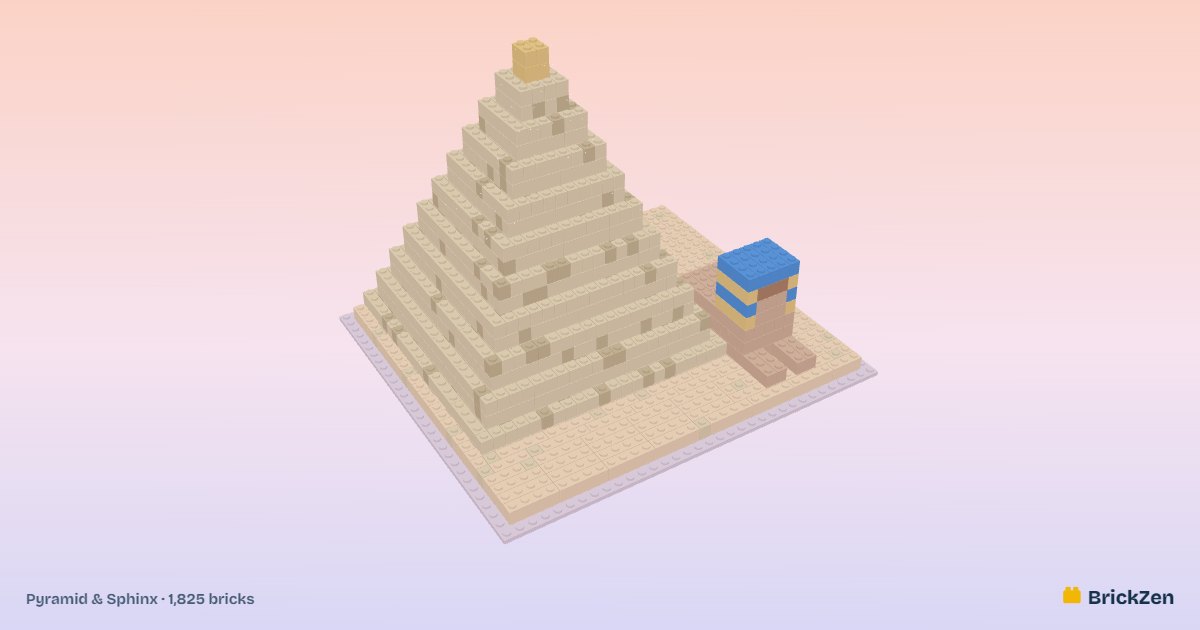 Pyramid & Sphinx built from 1,825 toy bricks in BrickZen