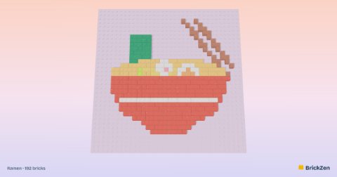 Ramen built from 192 toy bricks