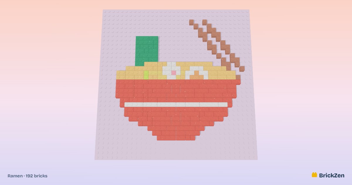 Ramen built from 192 toy bricks in BrickZen