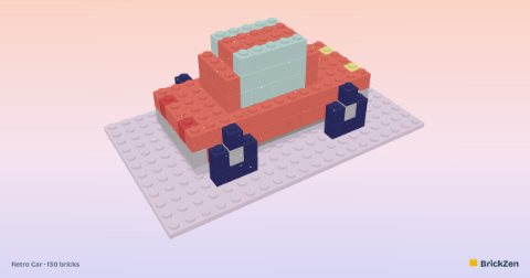Retro Car built from 130 toy bricks