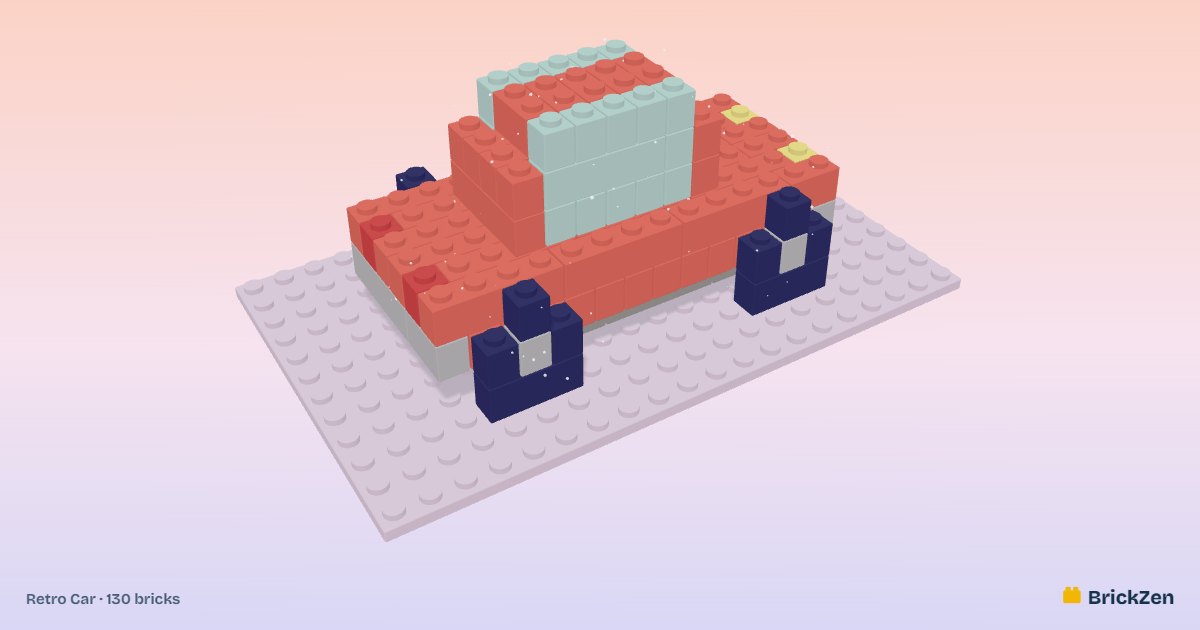Retro Car built from 130 toy bricks in BrickZen
